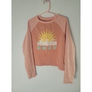 Roxy Beach Vibe Orange Light Weight Boxy Long Sleeve Tee Girls Size S/7